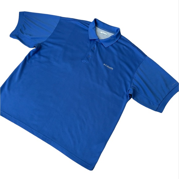 Columbia PFG Omni-Shade Blue Short Sleeve Mesh Lined Mens X-Large Fishing Polo - Picture 1 of 11